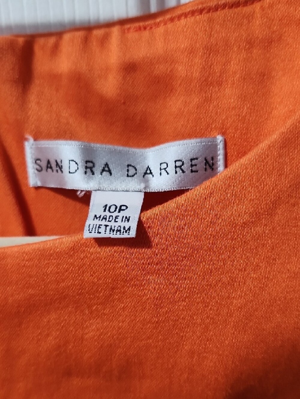 Sandra Darren Floral Sheath Dress Size 10 Petite Orange White Tropical Garden - Picture 3 of 8